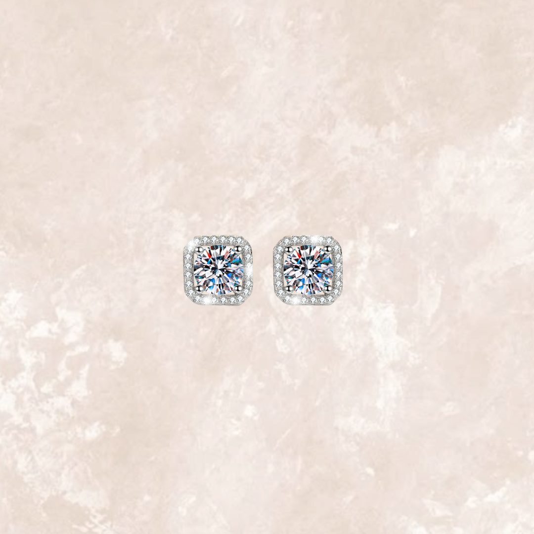 1 Carat Ice Crushed Cushion Ear Studs