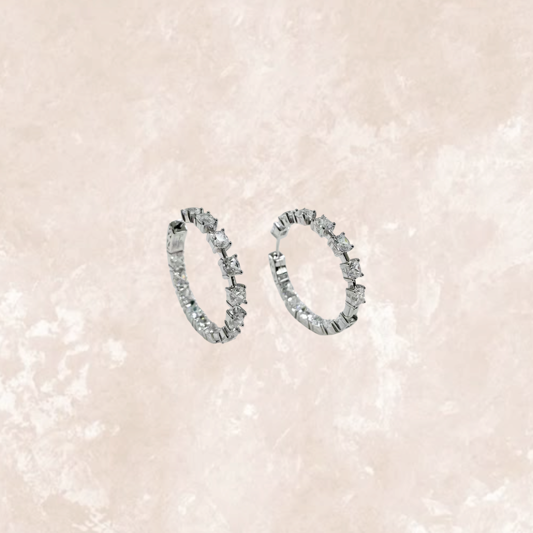 Galaxy Spacer Hoop Earrings - White Gold