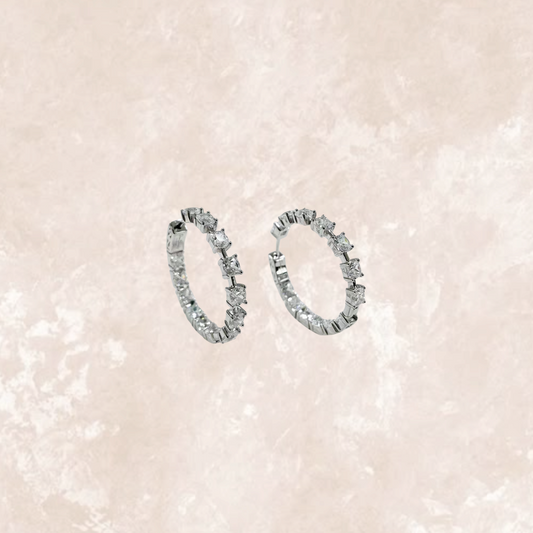 Galaxy Spacer Hoop Earrings - White Gold