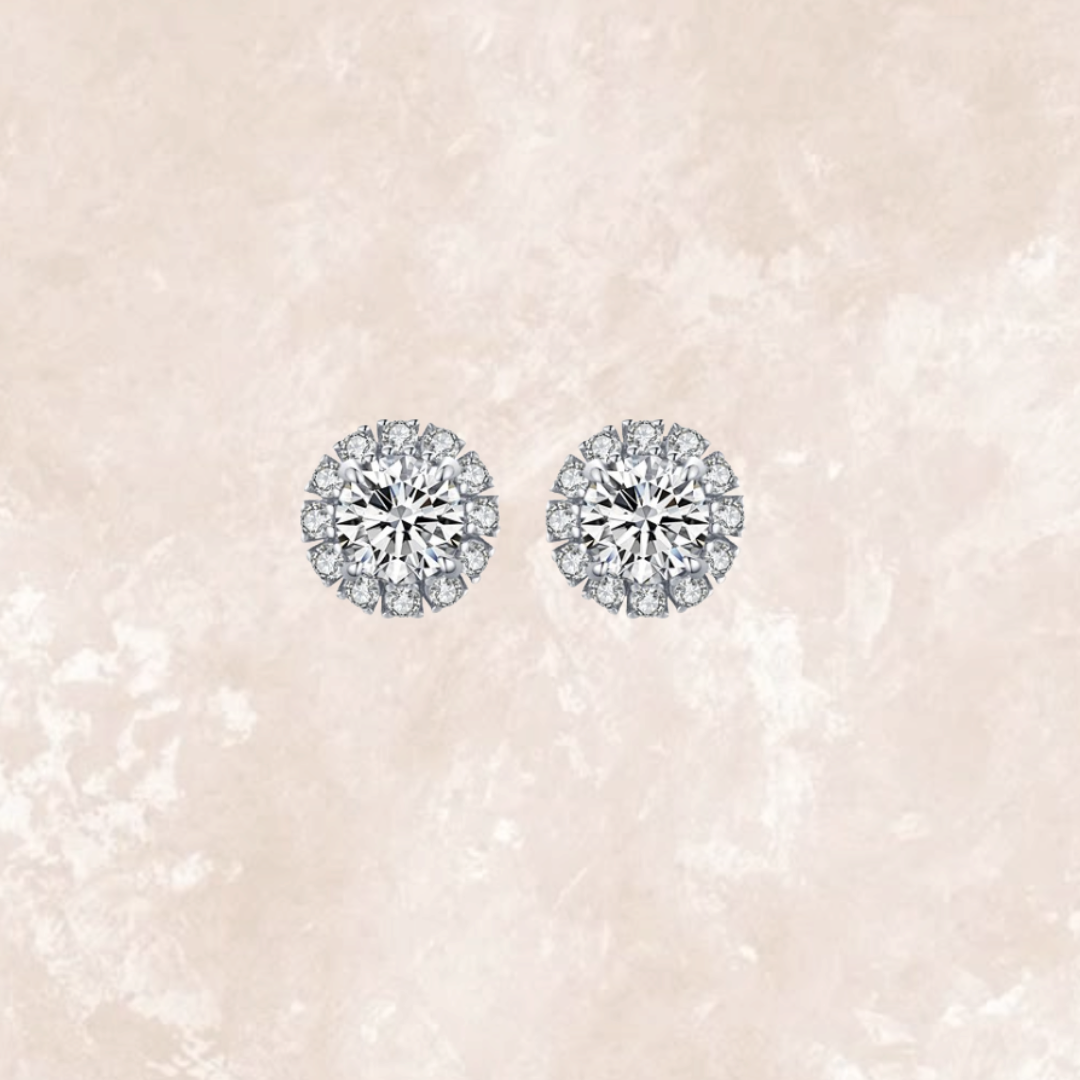 Anna 0.5 Carat Solitaire Halo Earrings
