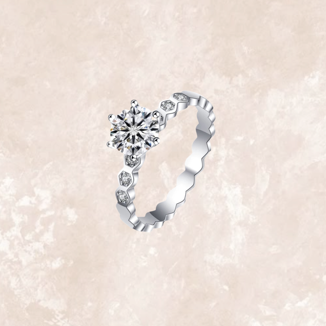 0.5 carat hexagon solitaire ring