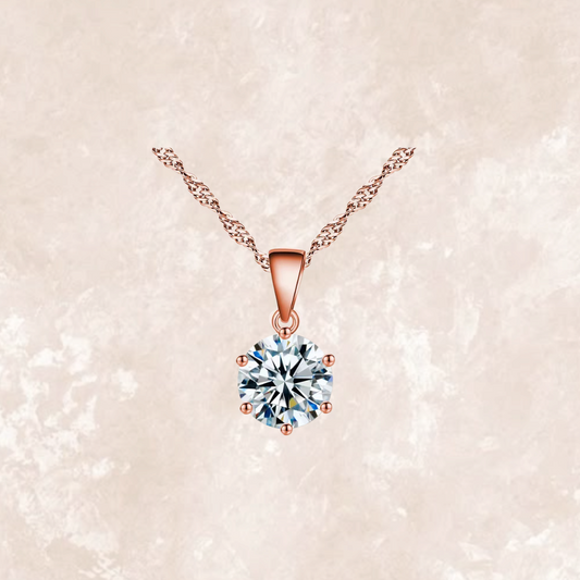 Image 49: Julia 1 Carat Rose Gold Classic Solitaire Necklace