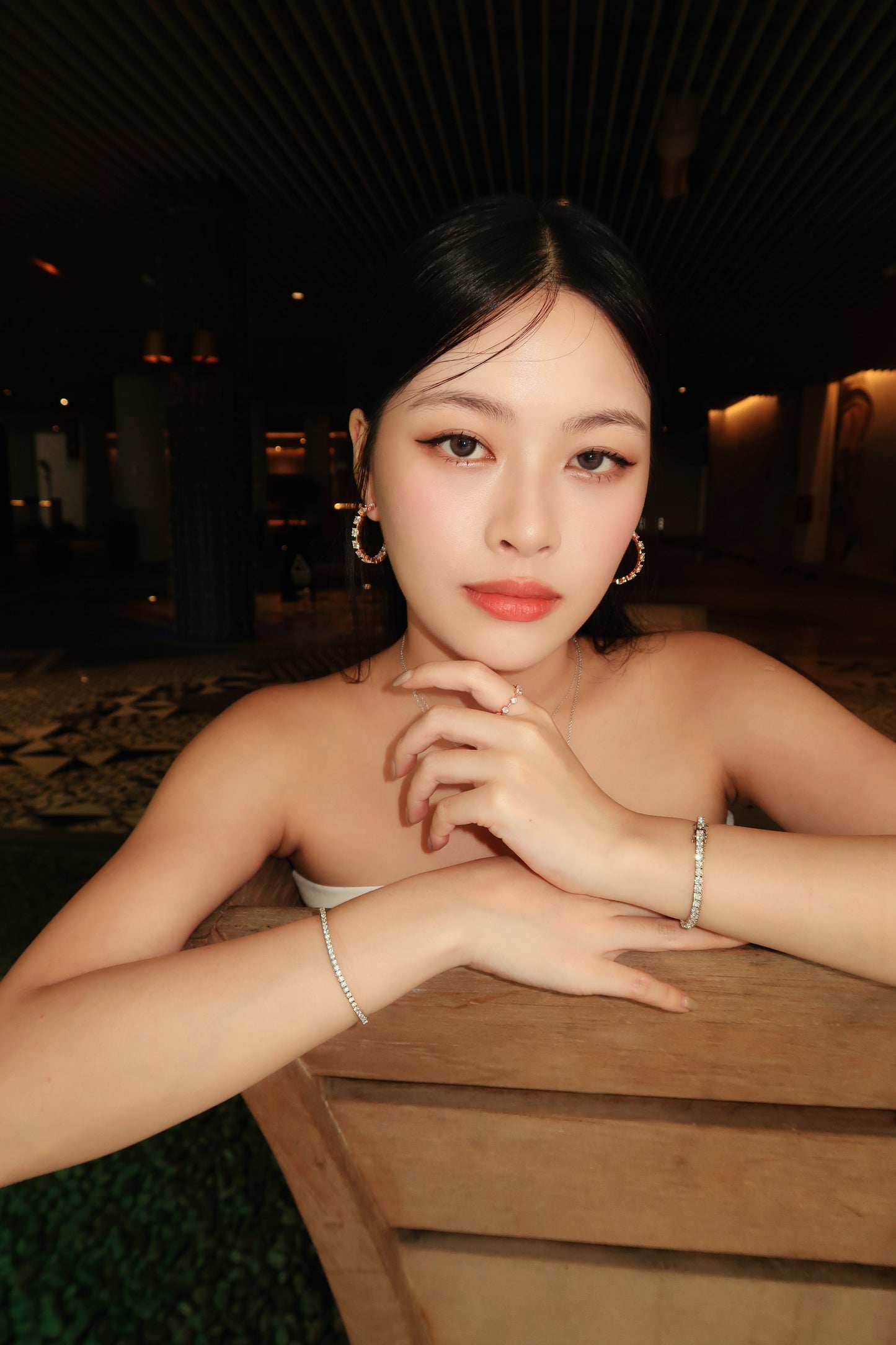 Galaxy Spacer Hoop Earrings - Rose Gold