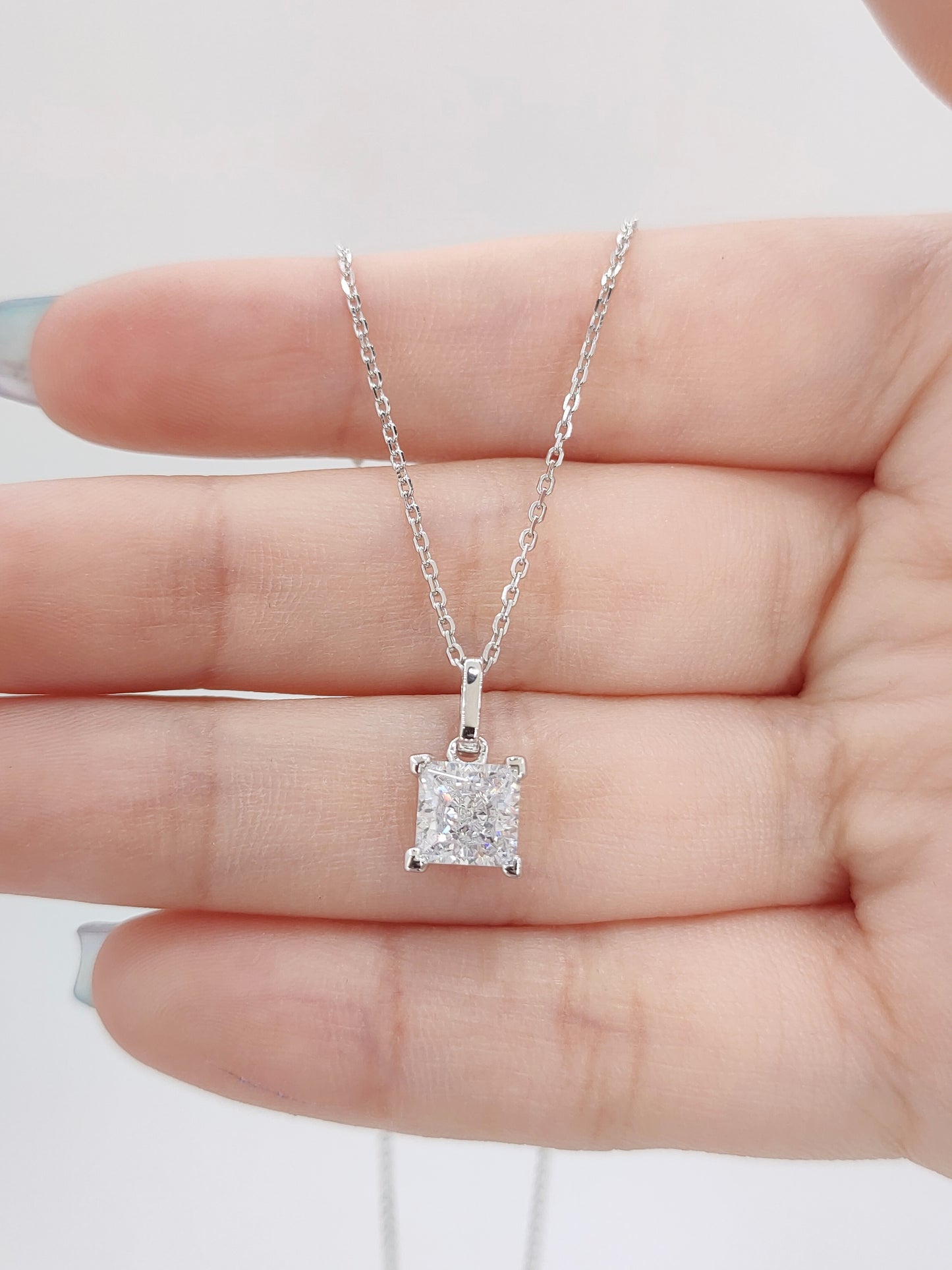 Angel 2 Carat Ice Crushed Princess Cut Necklace