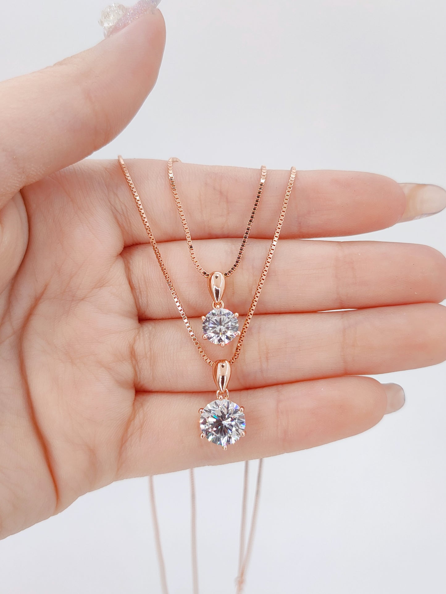 Julia 1 Carat Rose Gold Classic Solitaire Necklace