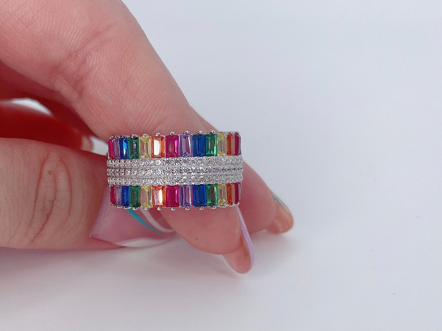 Baguette Half Rainbow Ring
