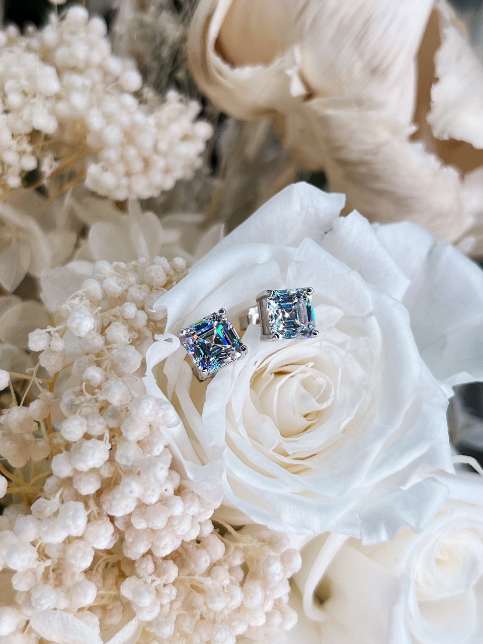 Asscher Cut Ear Studs