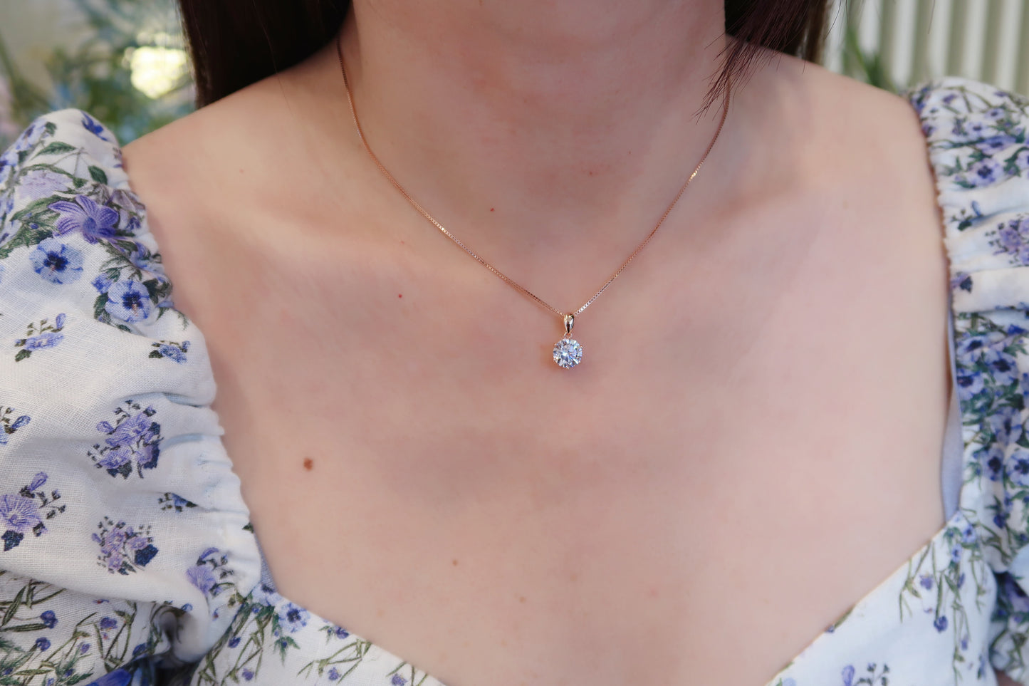 Julie 2 Carat Rose Gold Classic Solitaire Necklace