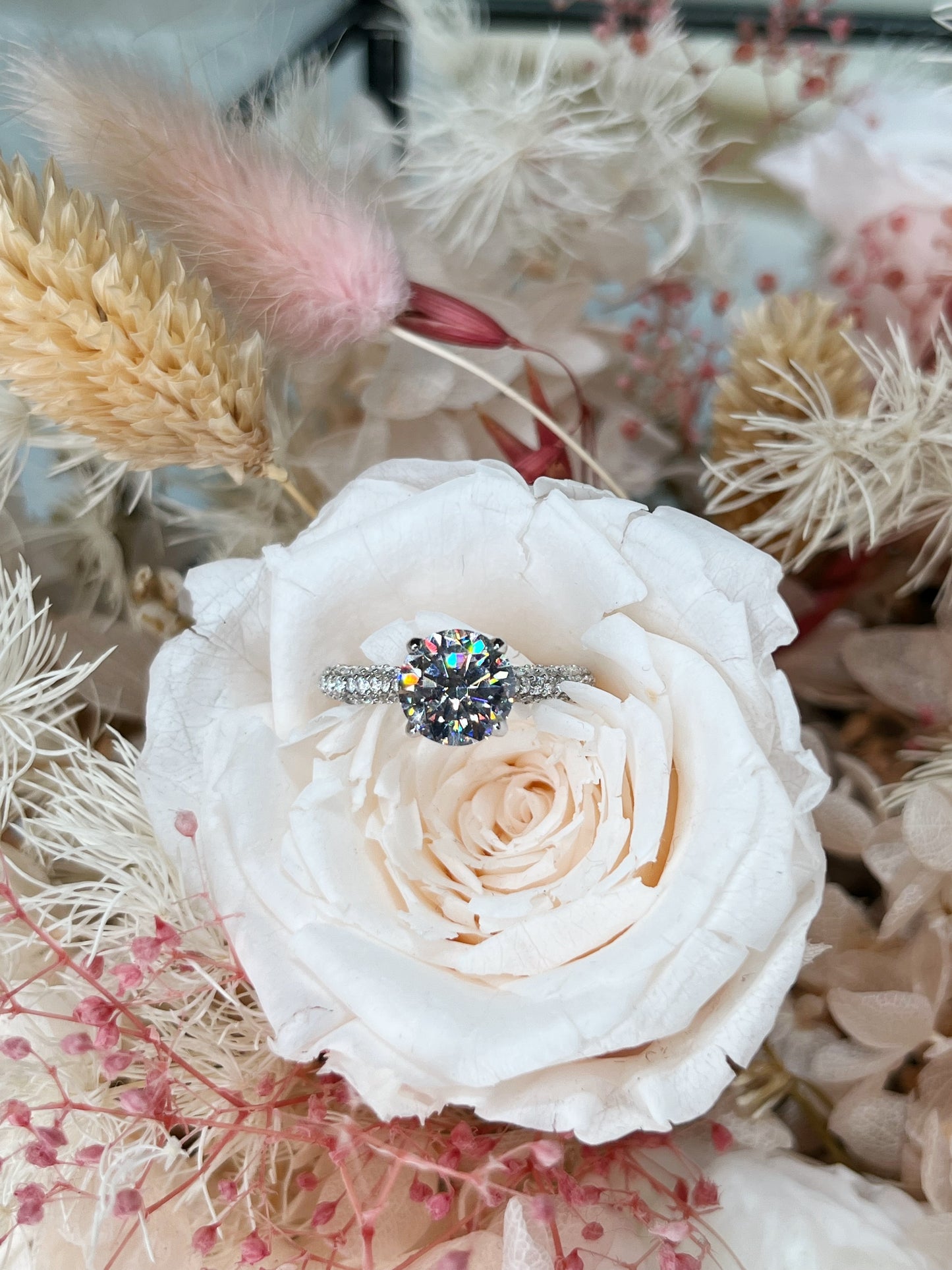 Kye 2 Carat Solitaire & Pavé Setting with Half Hidden Halo