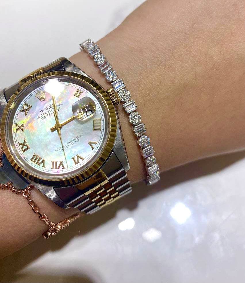 Tennis bracelet hot sale with watch