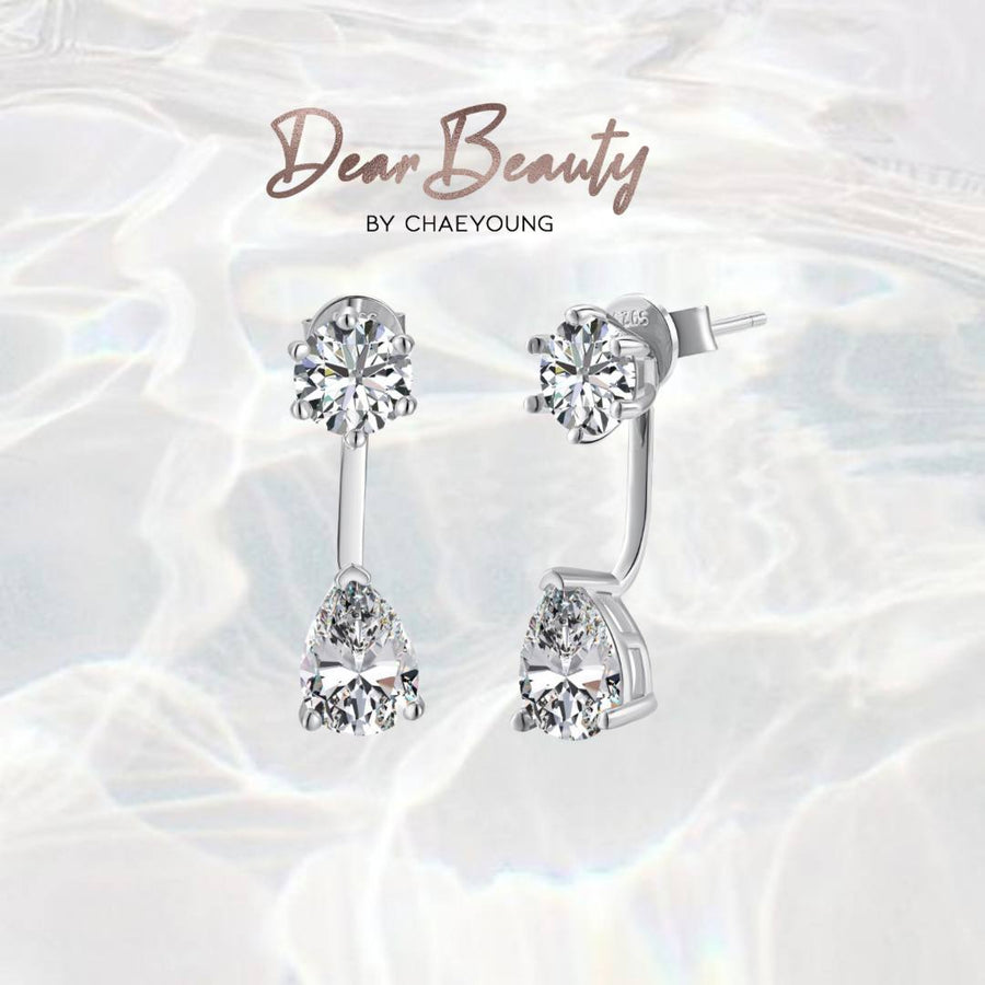 Shelia 2-Way Earrings 0.8 Carat Solitaire & 1.25 Carat Teardrop