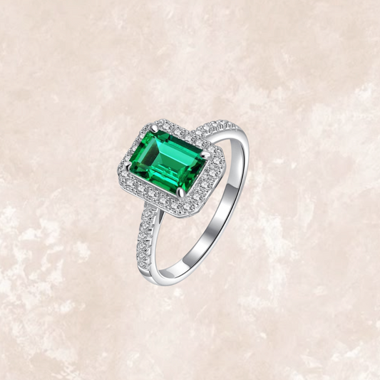 Kerry 4 Carat Emerald Halo Ring
