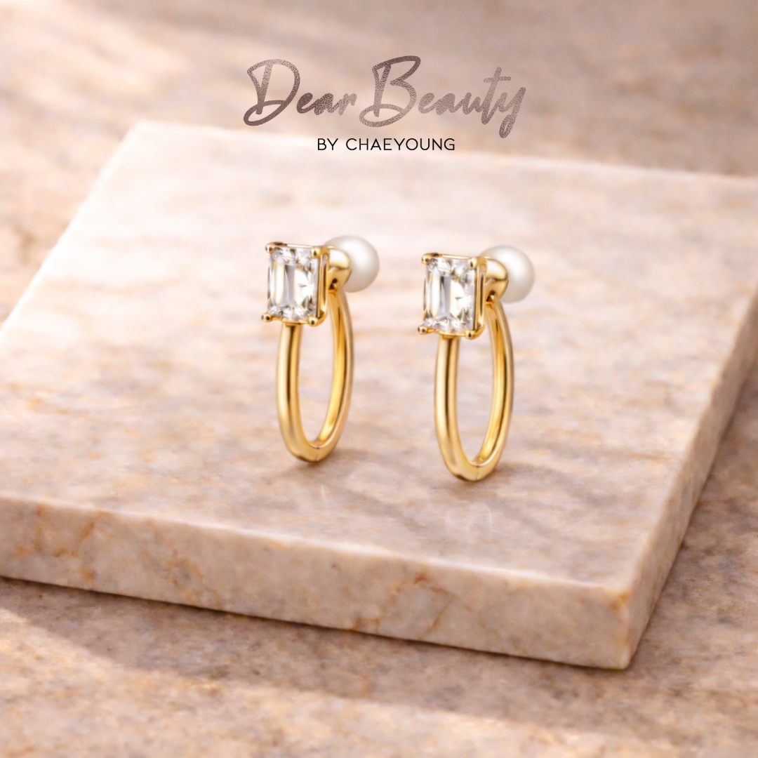 Jennie 2-Way Hoop Pearl & Emerald Cut Ear Ring