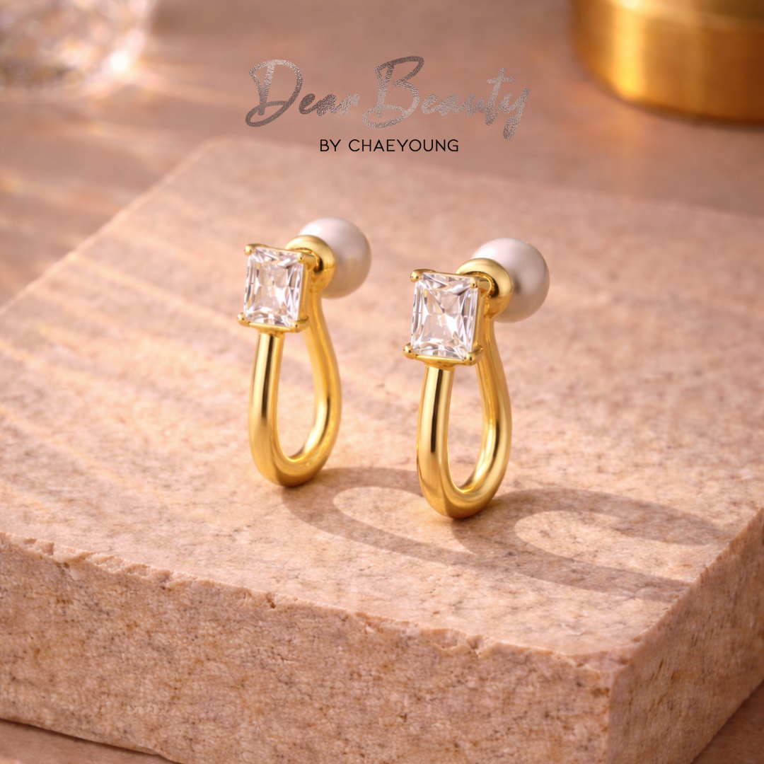 Jennie 2-Way Hoop Pearl & Emerald Cut Ear Ring