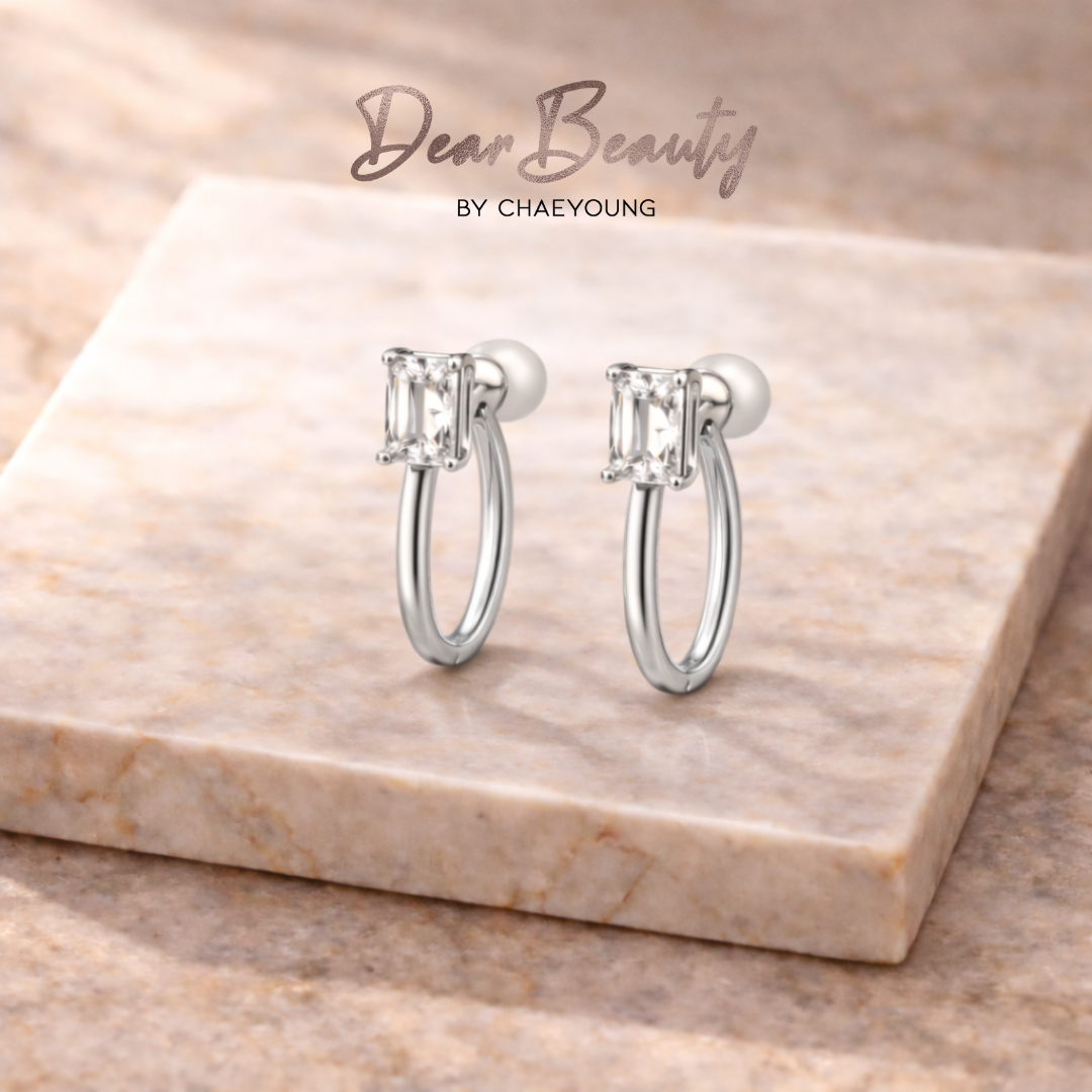 Jennie 2-Way Hoop Pearl & Emerald Cut Ear Ring