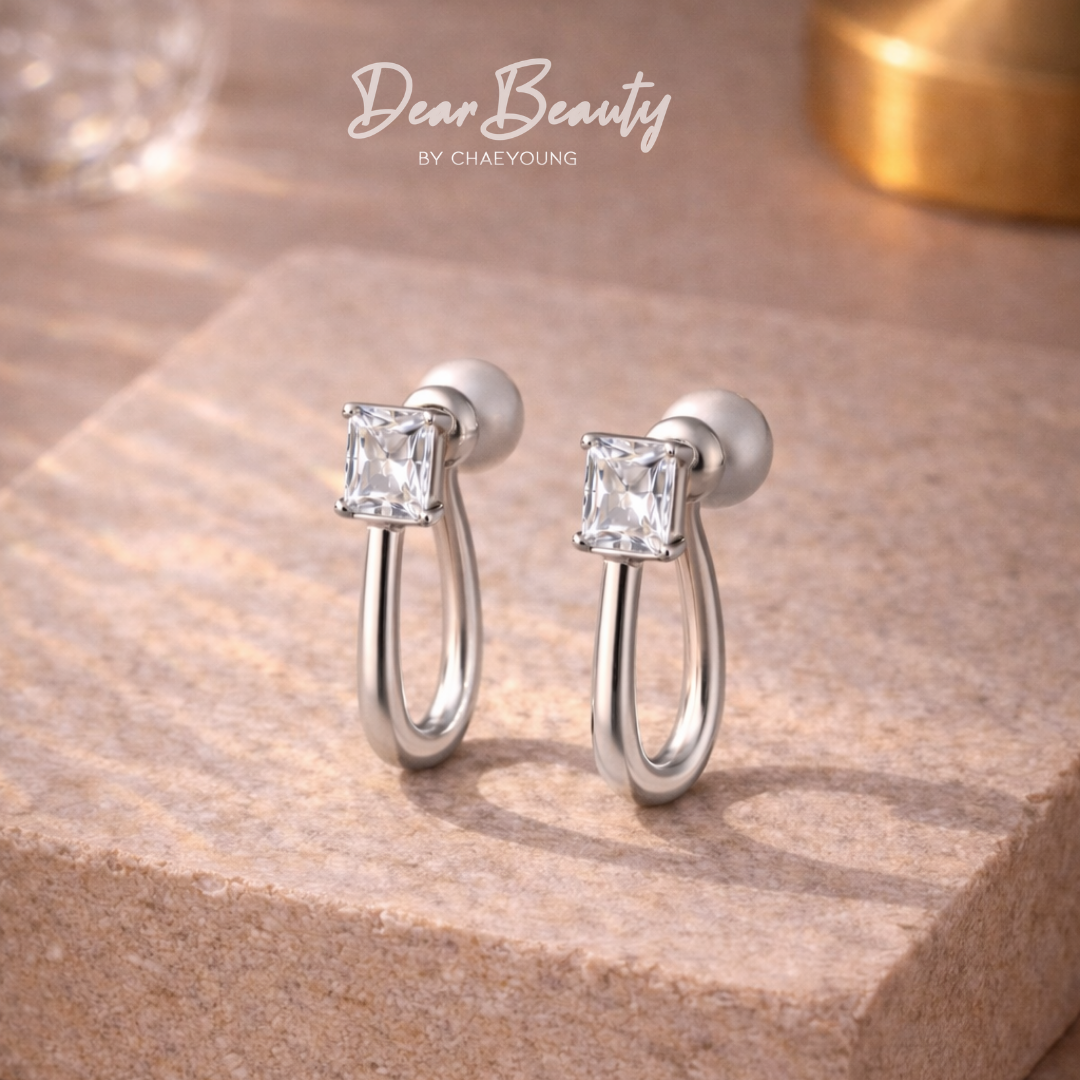 Jennie 2-Way Hoop Pearl & Emerald Cut Ear Ring