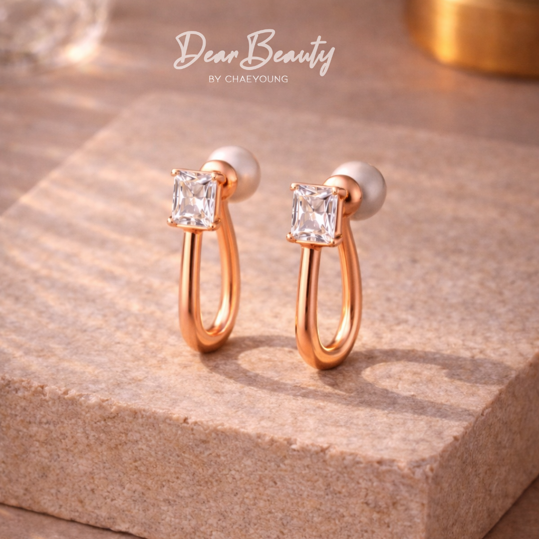 Jennie 2-Way Hoop Pearl & Emerald Cut Ear Ring