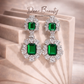 Renee 4 Carat Emerald Green Mixed Diamonds Dangling Earrings