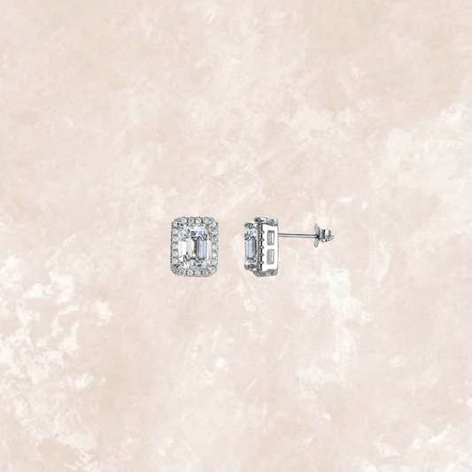 Amaryllis 1 Carat Emerald Cushion Ear Studs