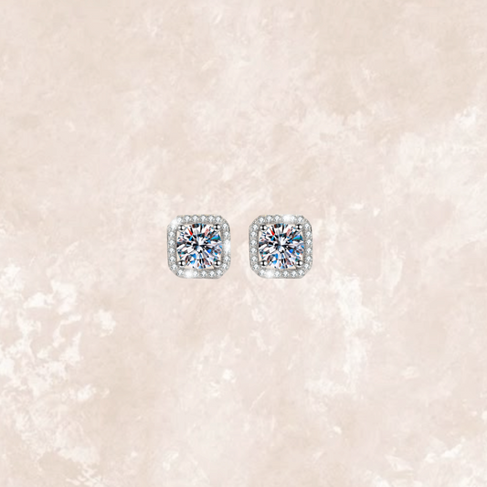 1 Carat Ice Crushed Cushion Ear Studs