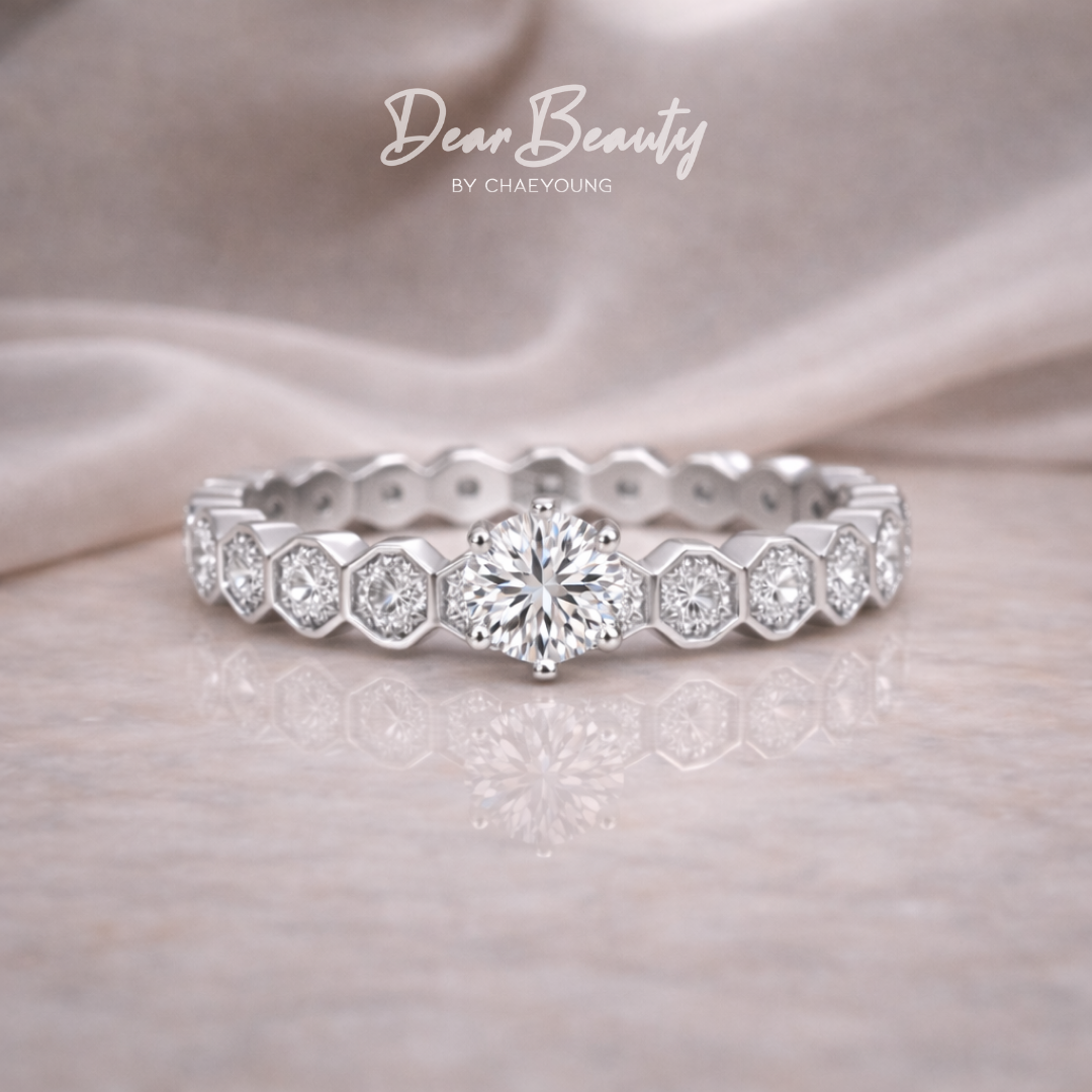 0.5 carat hexagon solitaire ring