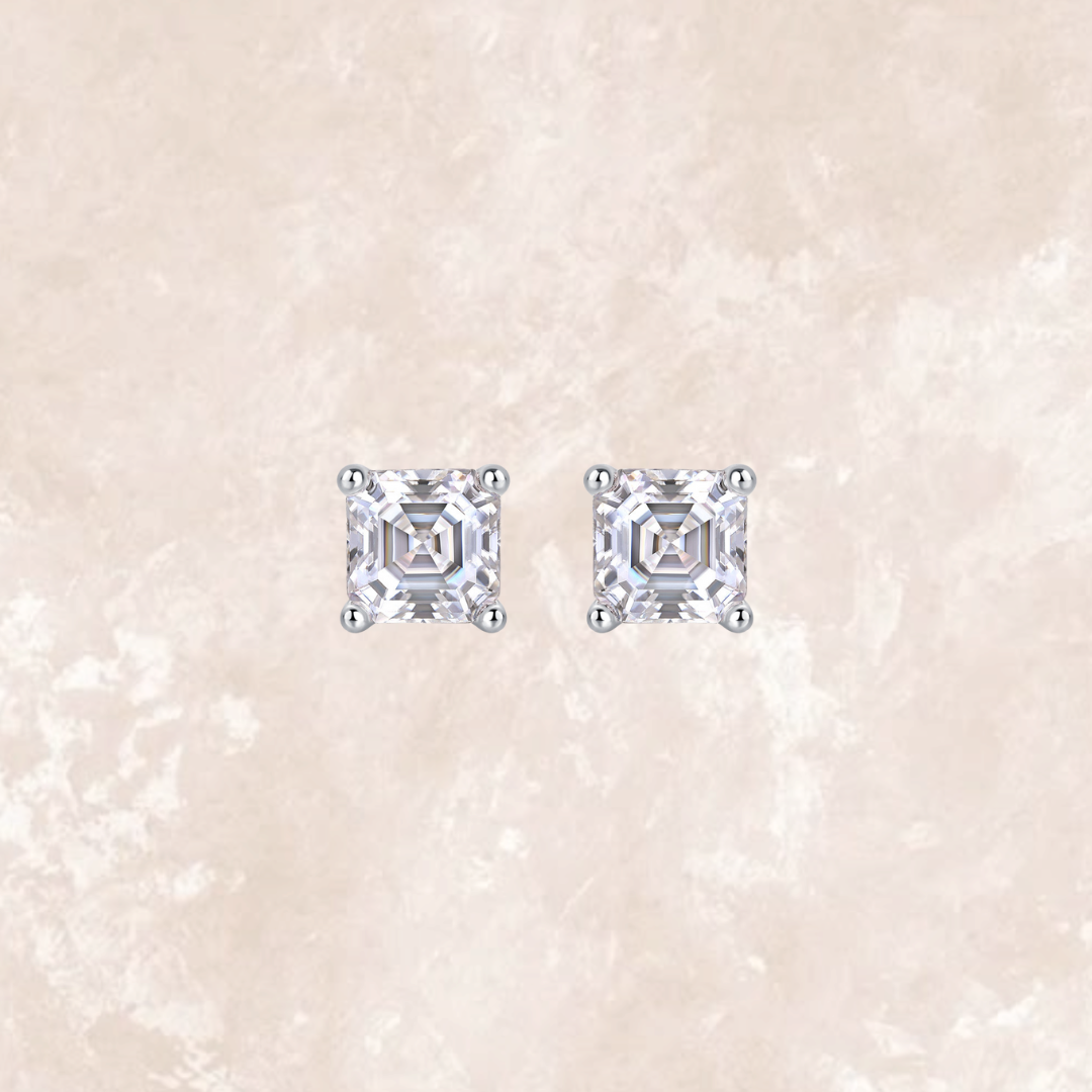 Asscher Cut Ear Studs