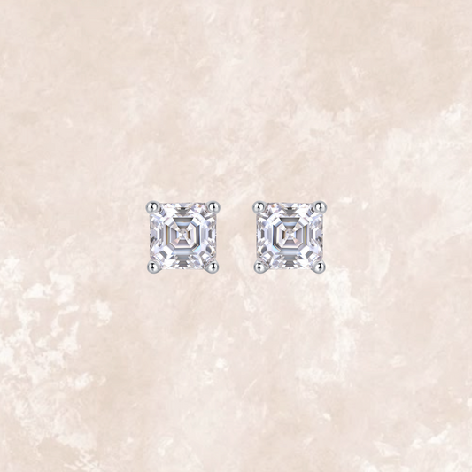 Asscher Cut Ear Studs
