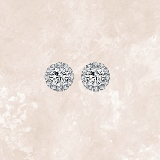 Anna 0.5 Carat Solitaire Halo Earrings