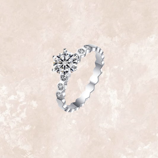 0.5 carat hexagon solitaire ring