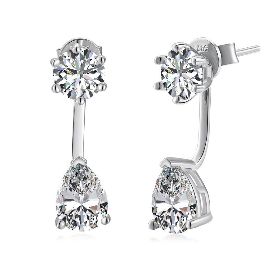 Shelia 2-Way Earrings 0.8 Carat Solitaire & 1.25 Carat Teardrop