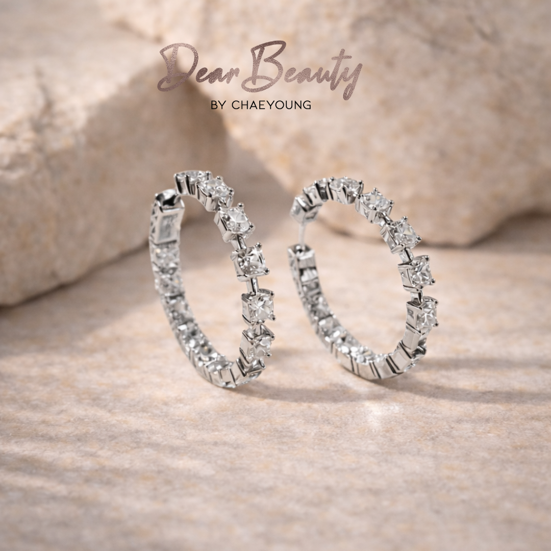 Galaxy Spacer Hoop Earrings - White Gold