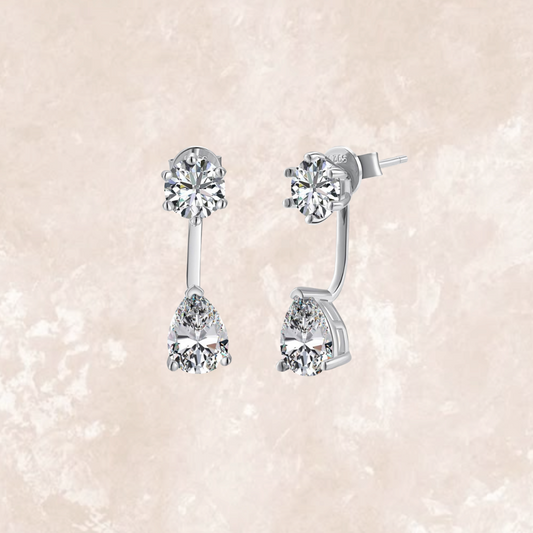 Shelia 2-Way Earrings 0.8 Carat Solitaire & 1.25 Carat Teardrop