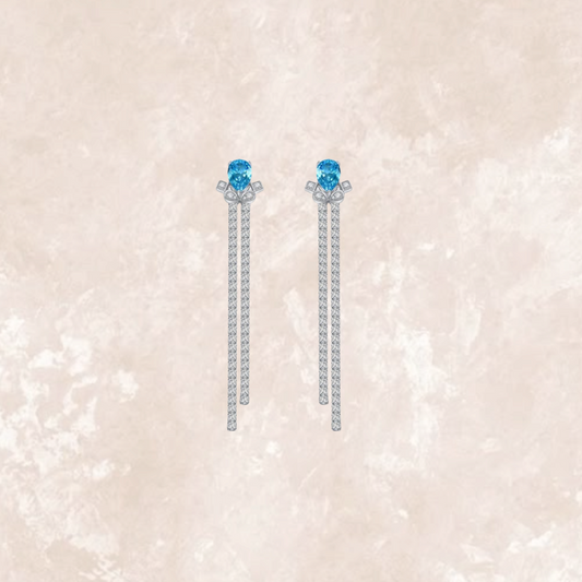 Ellen 1 Carat Blue Teardrop Dangling Earring