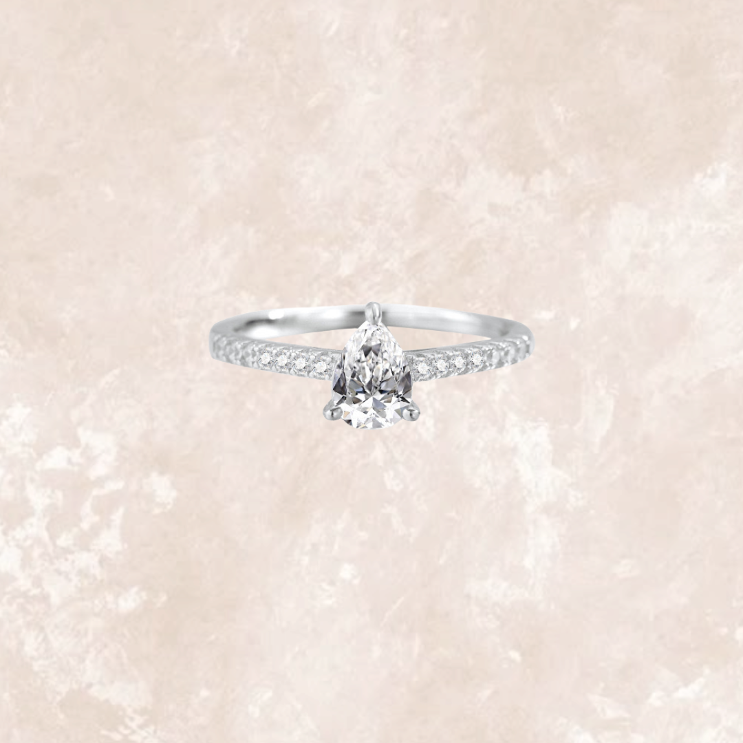 Marielle Teardrop Ring in Classic White