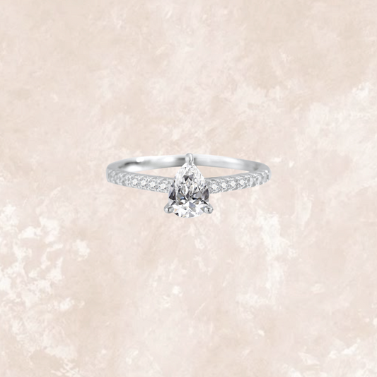 Marielle Teardrop Ring in Classic White