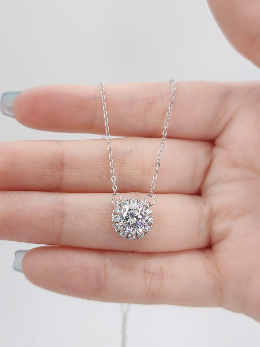 Anya 1.2 Carat Solitaire Halo Necklace