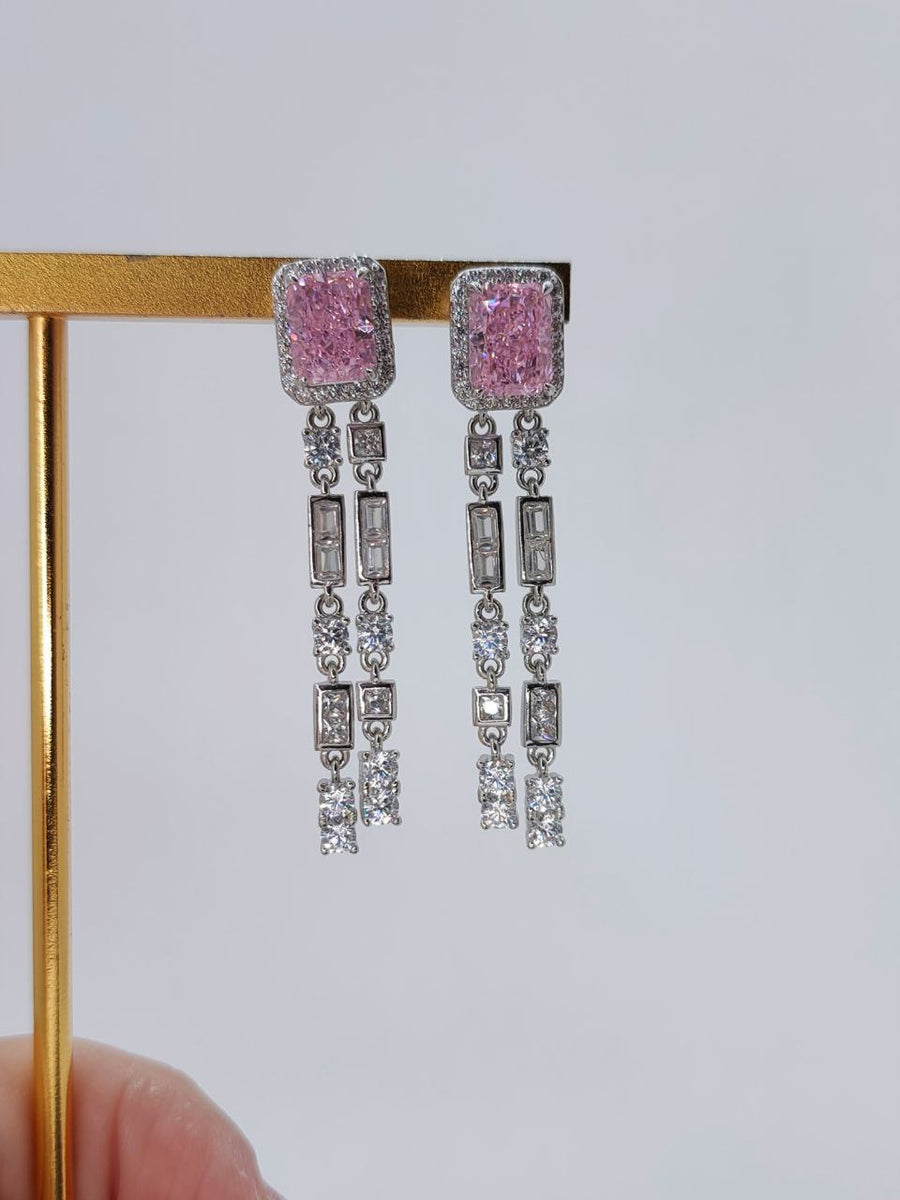 Gigi 2 Carat Dangling Radiant Long Cushion Earrings