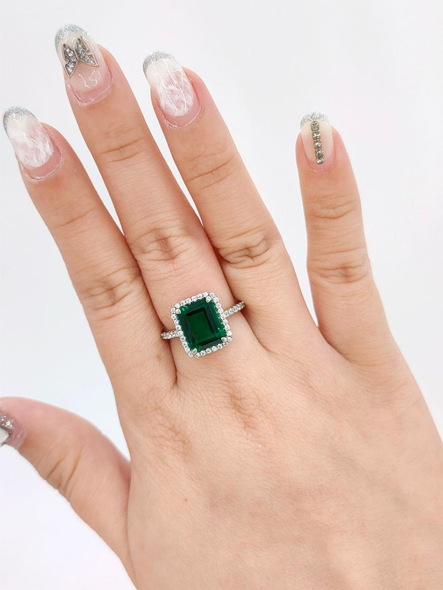 Buy PTM Emerald/Panna 4.25 Ratti or 4 Carat Astrological Certified  Gemstone/Square Shape Pure Sterling Silver/925 bis Hallmark Adjustable Ring  for Men - fba6425 at Amazon.in