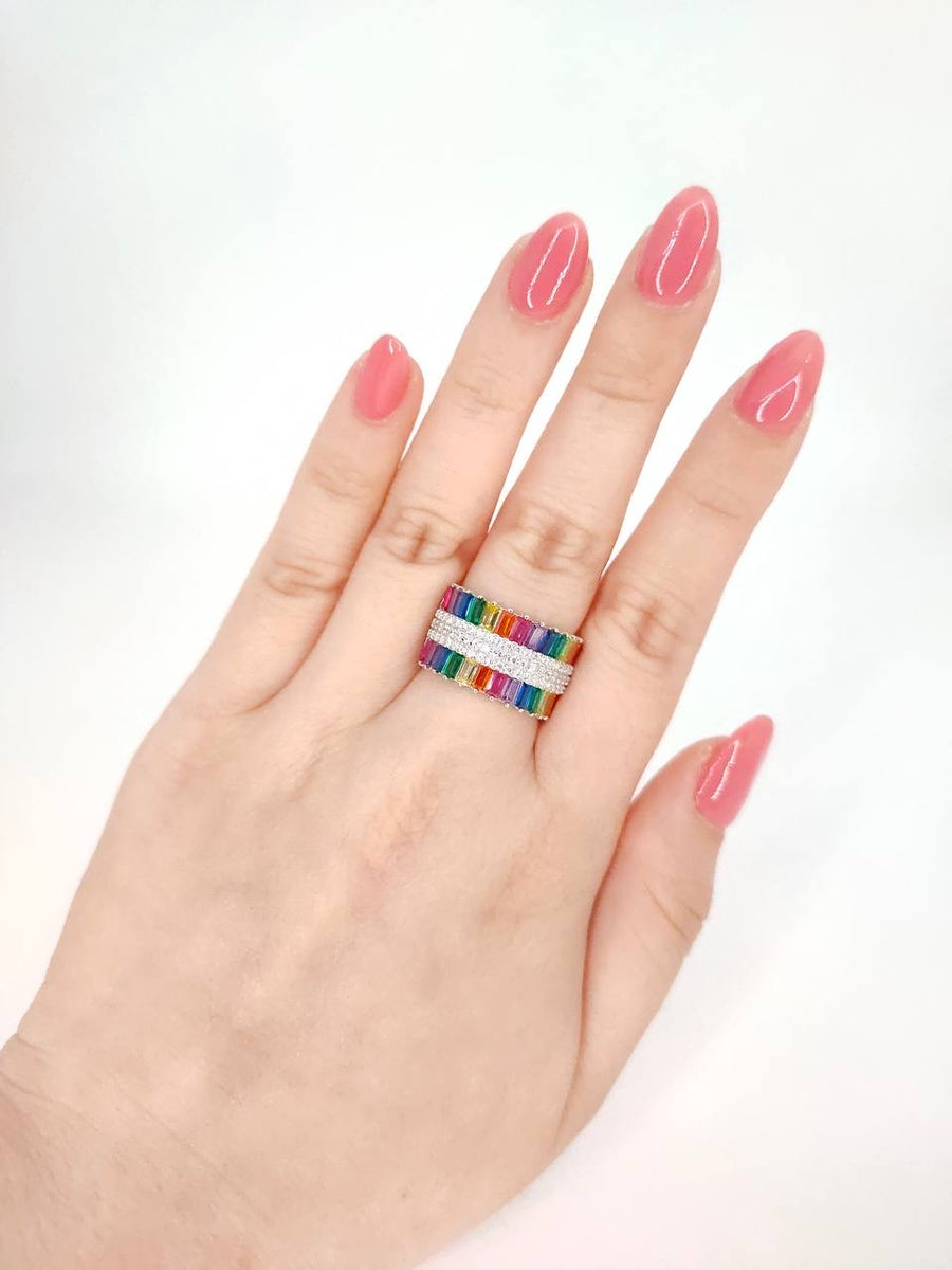 Baguette Half Rainbow Ring