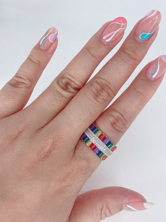 Baguette Half Rainbow Ring