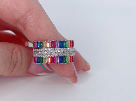 Baguette Half Rainbow Ring