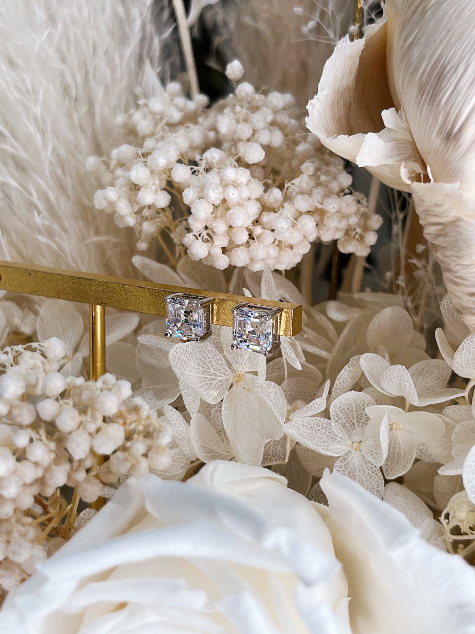 Asscher Cut Ear Studs