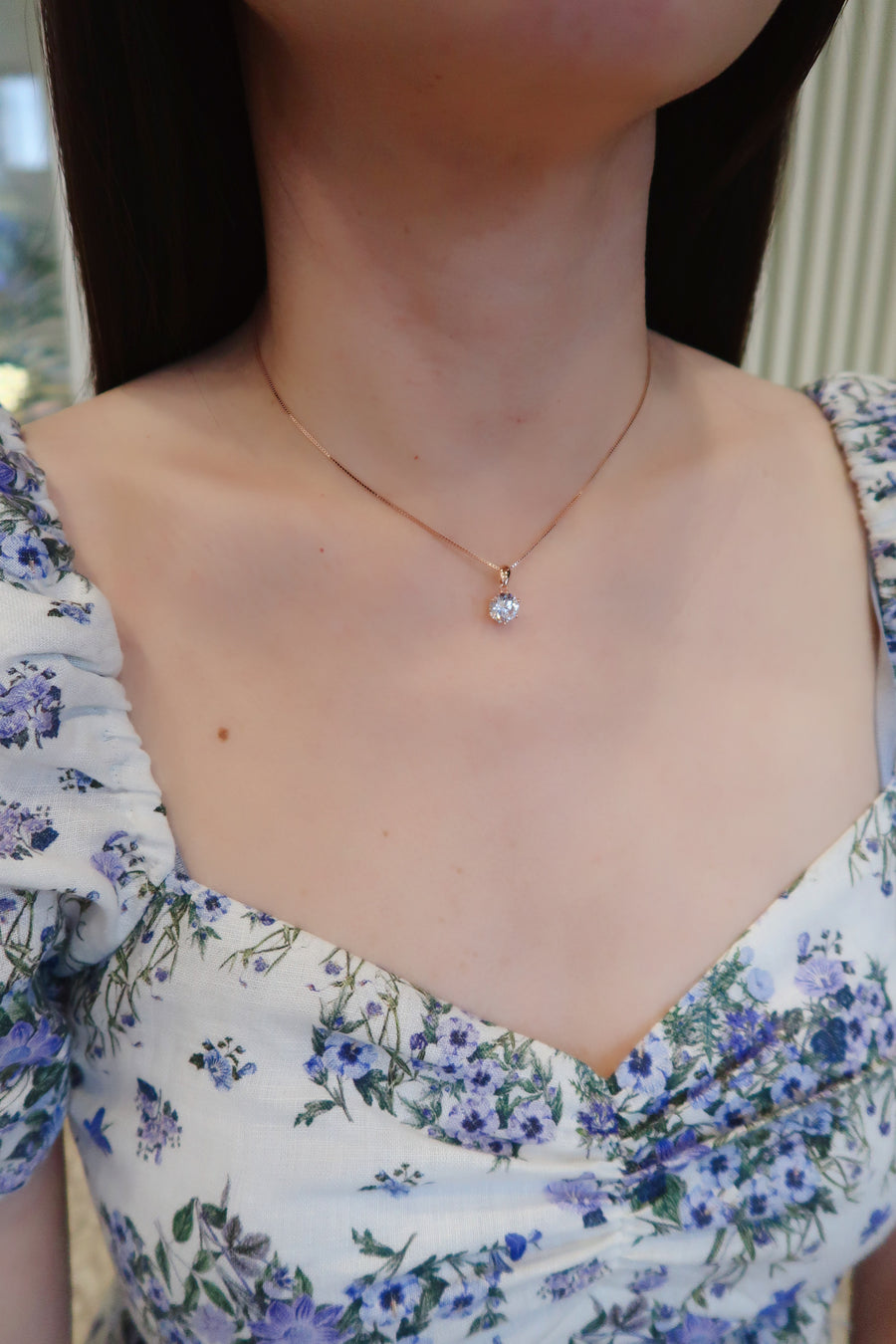 Julia 1 Carat Rose Gold Classic Solitaire Necklace