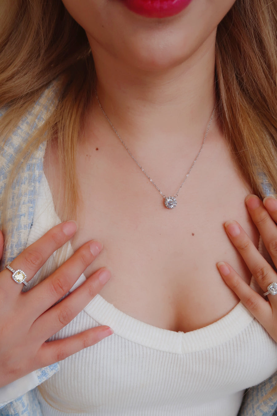 Anya 1.2 Carat Solitaire Halo Necklace