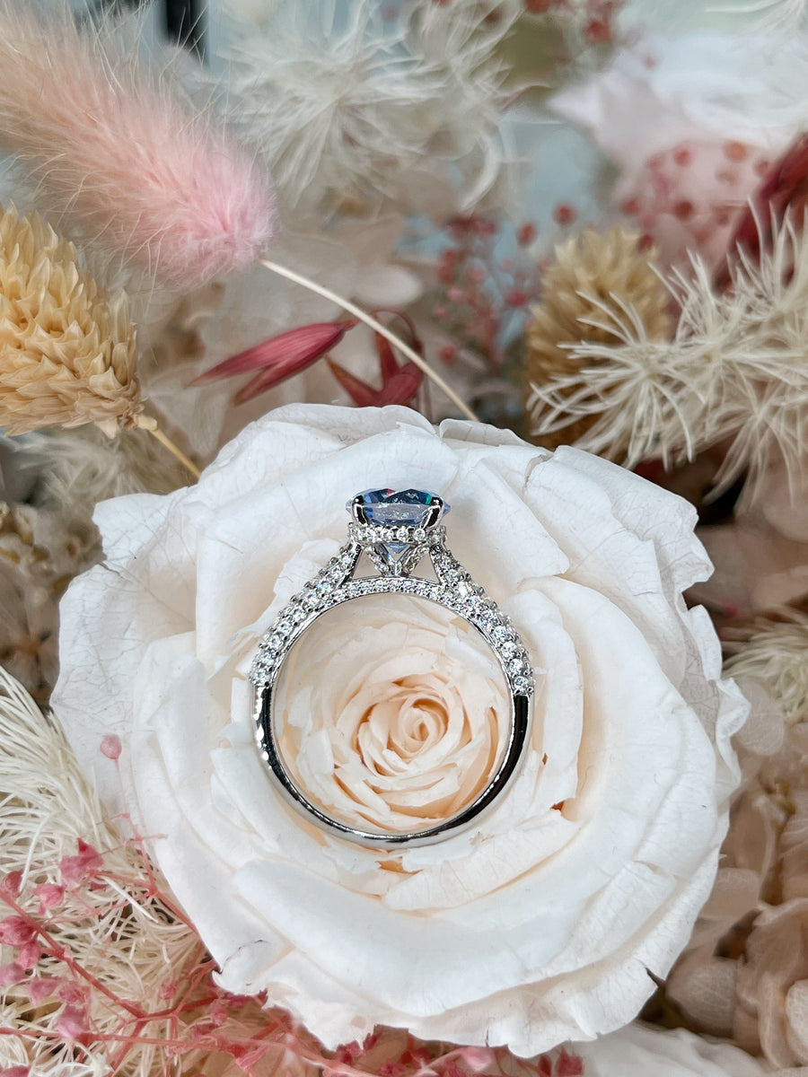 Kye 2 Carat Solitaire & Pavé Setting with Half Hidden Halo