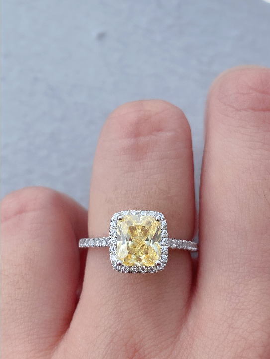 White gold clearance cushion cut ring