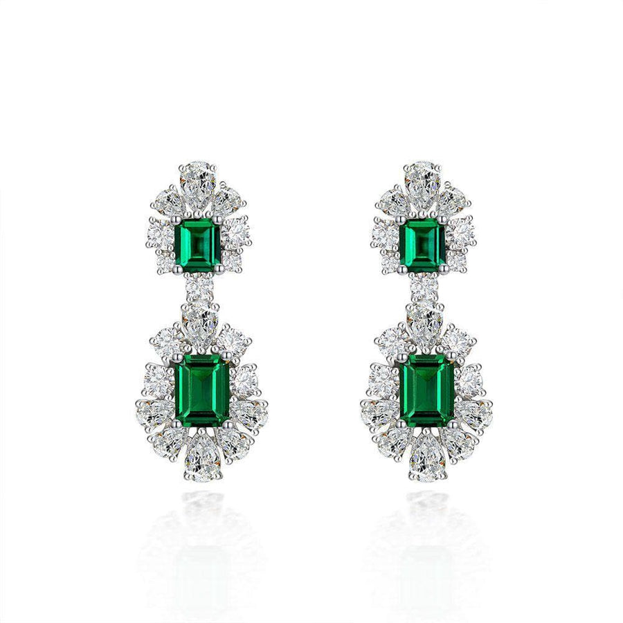 Renee 4 Carat Emerald Green Mixed Diamonds Dangling Earrings