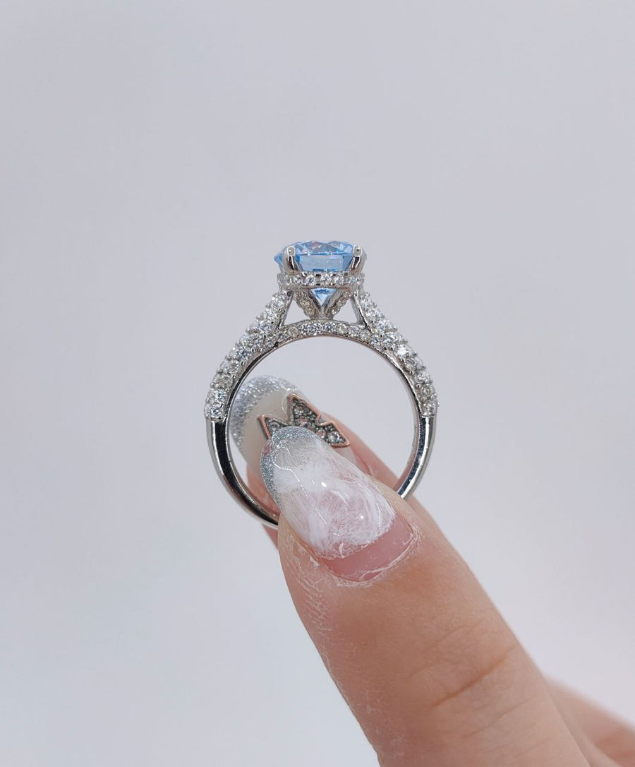 Kye 2 Carat Solitaire & Pavé Setting with Half Hidden Halo