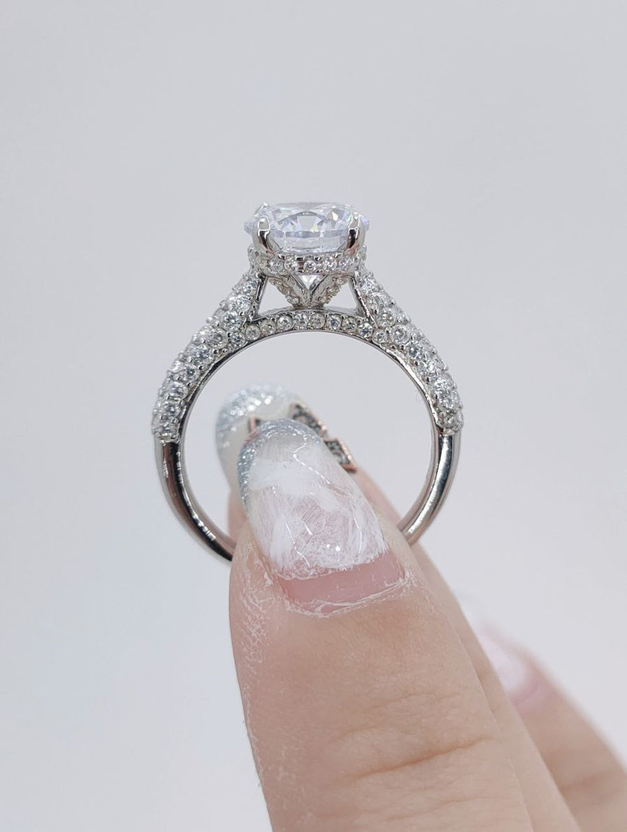 Kye 2 Carat Solitaire & Pavé Setting with Half Hidden Halo