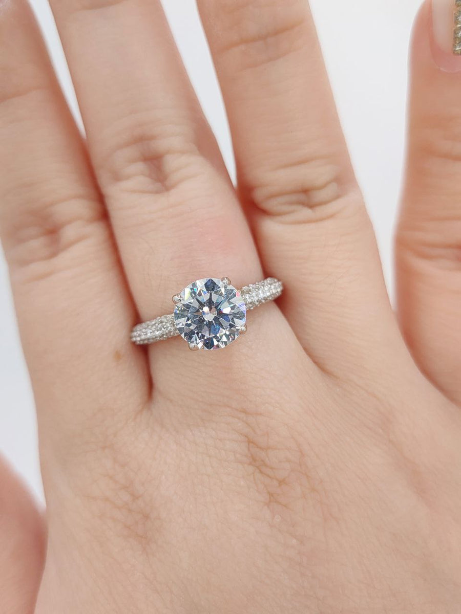 Kye 2 Carat Solitaire & Pavé Setting with Half Hidden Halo